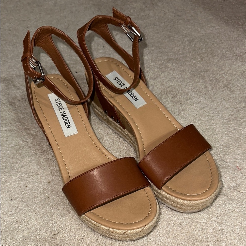 Steve Madden Brown Espadrille Sandals with Ankle Strap